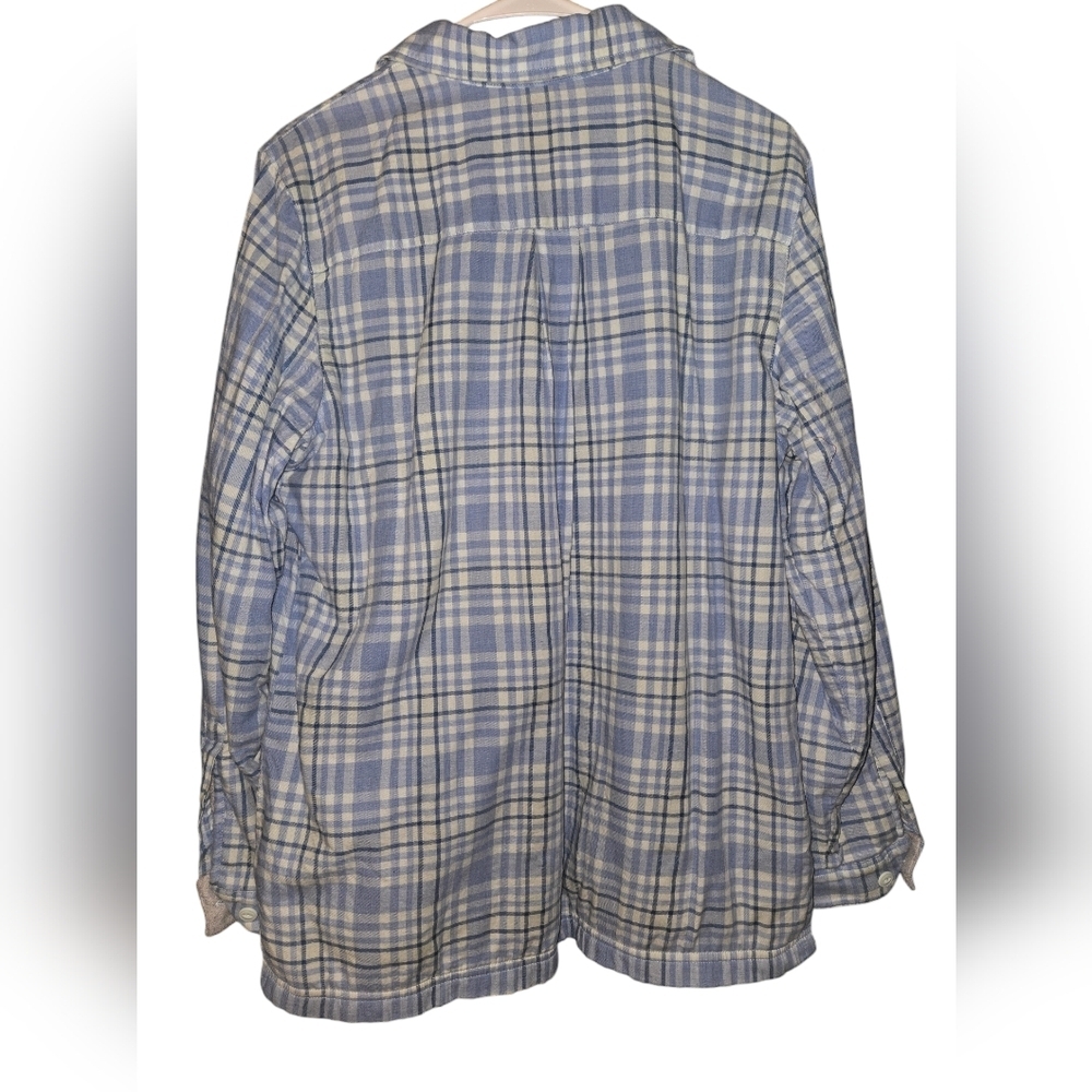 Women's LL Bean Blue Button Down Plaid Jacket, Size Medium - Picture 5 of 10